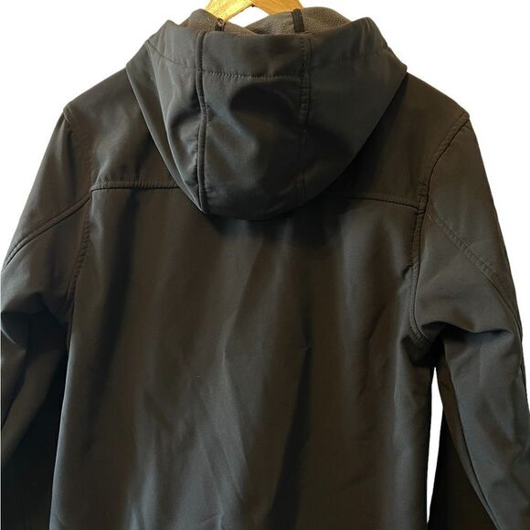 ATHLETIC WORKS Black Hooded Rain Fall Fleece Lined Zip Up Jacket Coat S - Picture 4 of 8